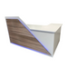 Reception Counter Solutions Newport Reception Desk with Leds Lights In Kodiak Wood Color Front View Modern Rustic 