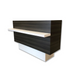 Reception Counter Solutions Remedy Reception Counter Front Right Angle Display View Modern Style Dark Wood Color Desk with White Shelf and Bottom