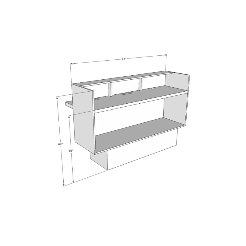 Reception Counter Solutions Remedy Reception Counter Interior Backside Dimension Diagram Specification Sheet Measurements