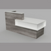 Reception Counter Solutions Santa Barbara Reception Desk in Gray and White Front View Display Gray Wood Color Desk Counter 7 Feet Wide