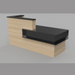 Reception Counter Solutions Santa Barbara Reception Desk in Maple and Black Front View Display Light Wood Color Desk Counter 7 Feet Wide