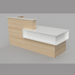Reception Counter Solutions Santa Barbara Reception Desk in Maple and White Front View Display Light Wood Color Desk Counter 7 Feet Wide