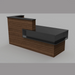 Reception Counter Solutions Santa Barbara Reception Desk in Walnut and Black Front View Display Brown Wood Color Desk Counter 7 Feet Wide