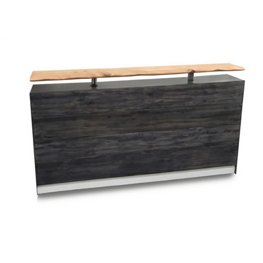 Reception Counter Solutions White Memphis Reception Desk Front View Display White Interior and Bottom with Dark Wood Front and Sides Modern Style 4ft or 6ft